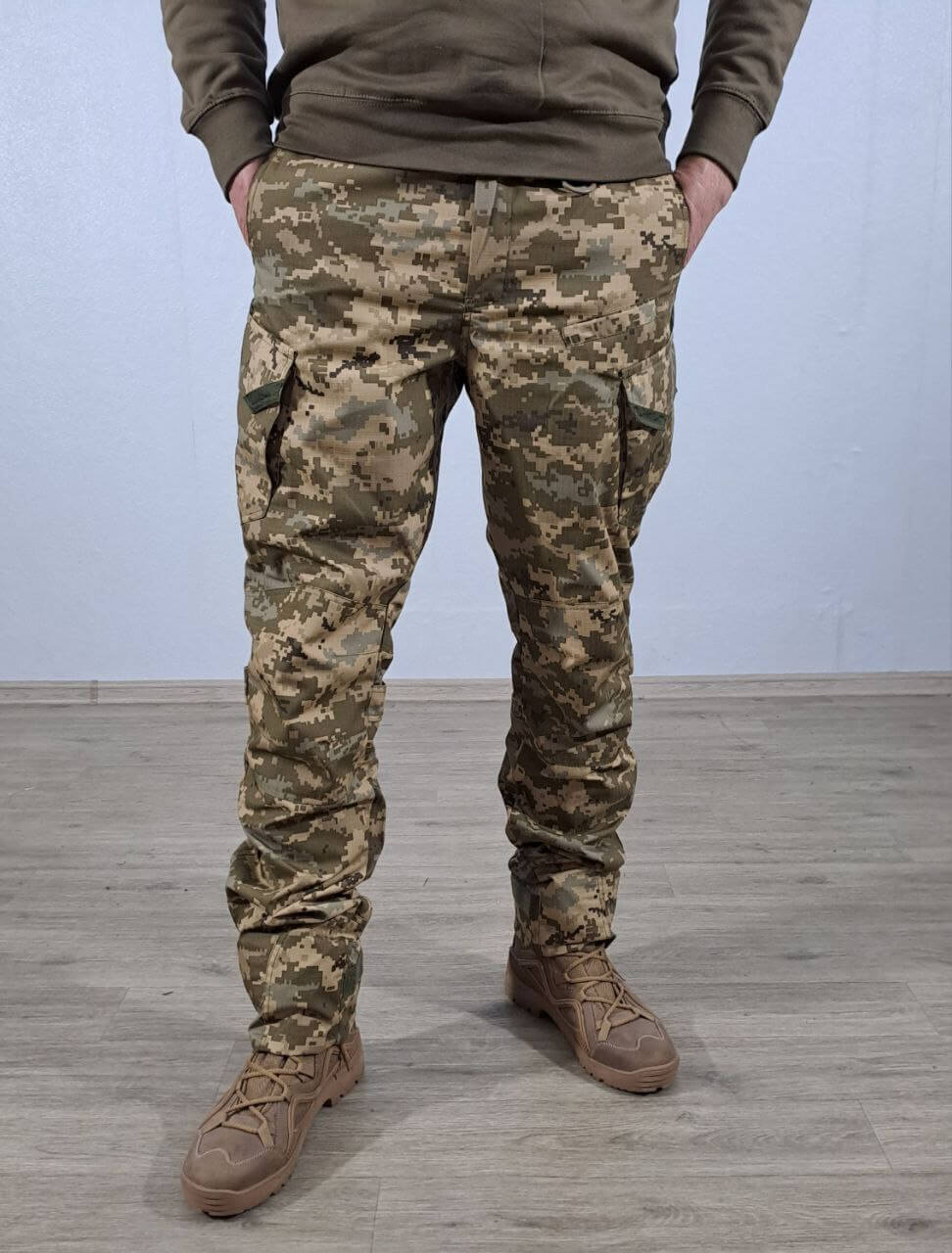 Брюки тактичні (тканина рип-стоп, піксель вставки олива)